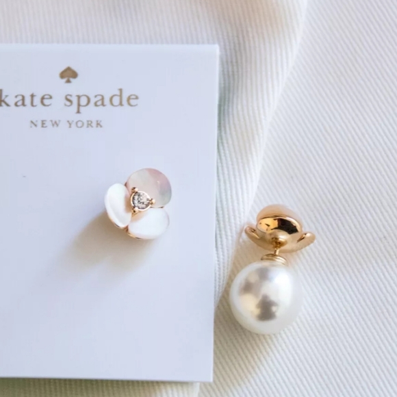 kate spade Jewelry - Kate Spade Reversible Disco Pansy Pearl Earrings